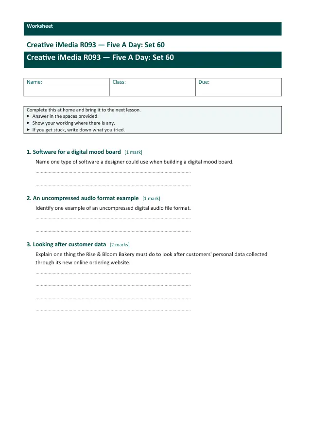 Page 1 of the Creative iMedia R093 — Five A Day - Set 60 preview