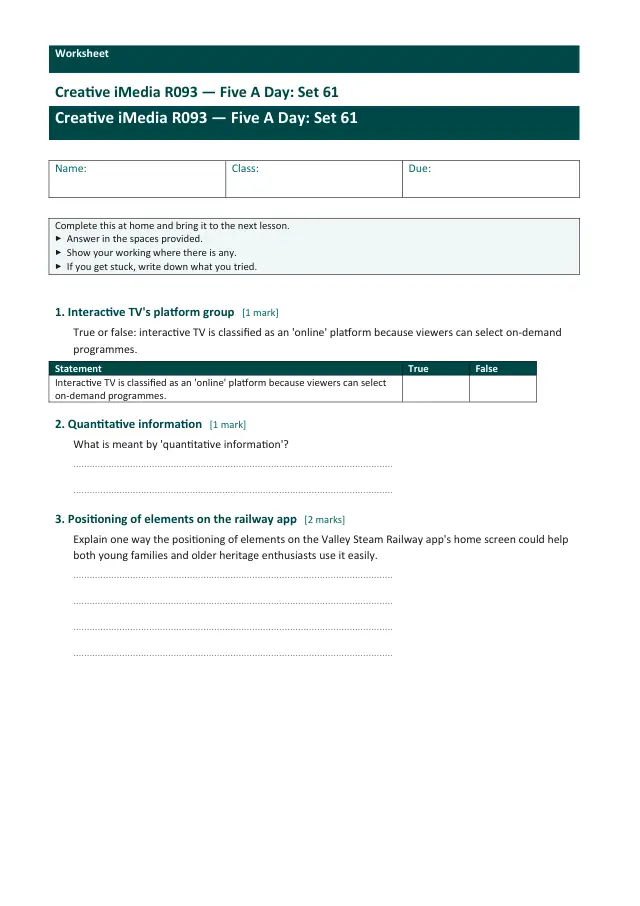 Page 1 of the Creative iMedia R093 — Five A Day - Set 61 preview