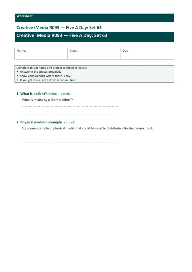 Page 1 of the Creative iMedia R093 — Five A Day - Set 63 preview