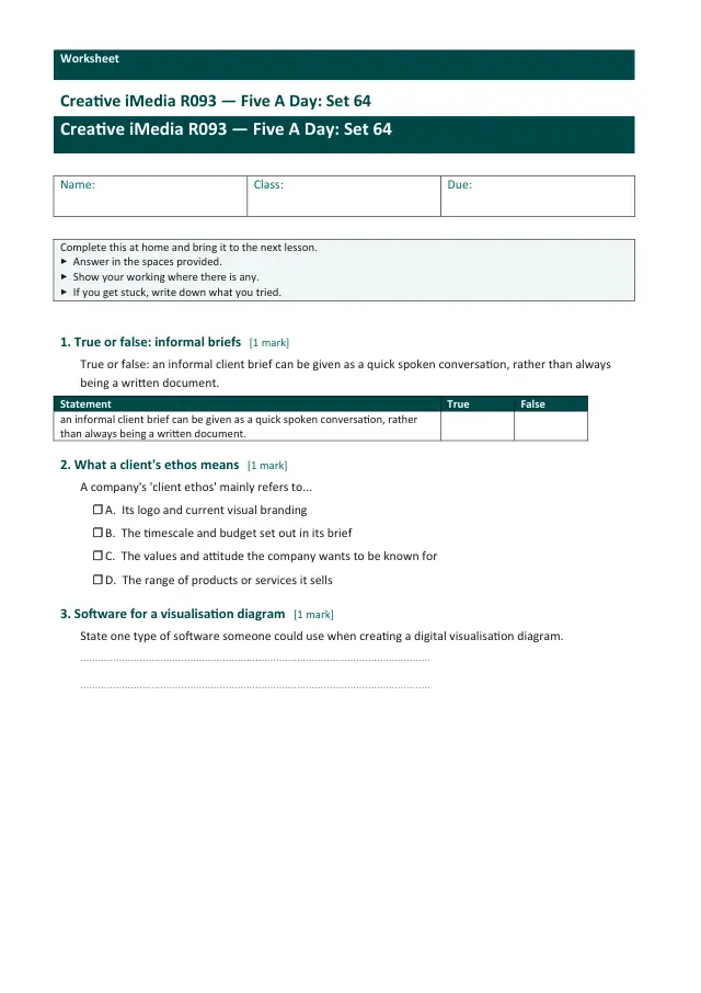 Page 1 of the Creative iMedia R093 — Five A Day - Set 64 preview