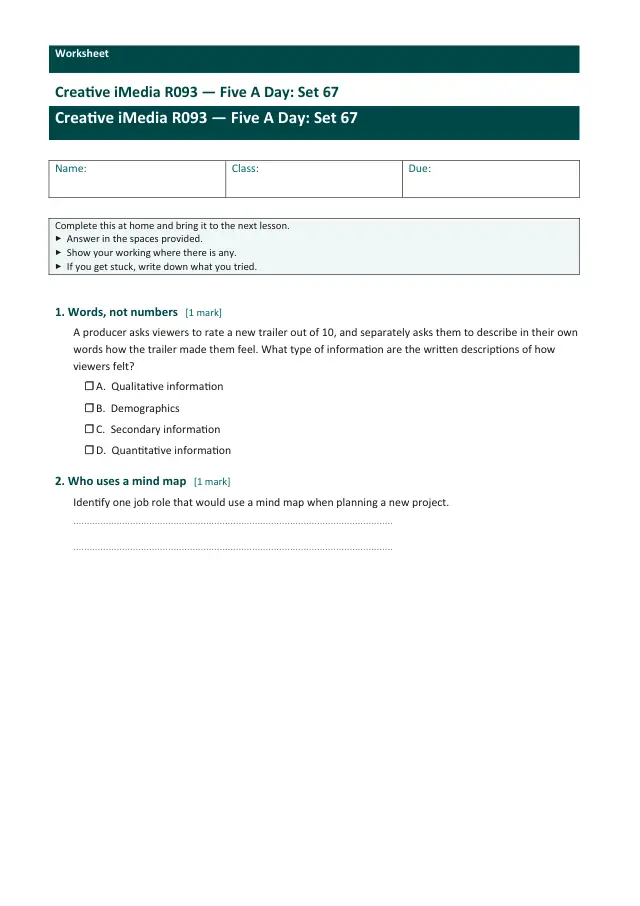 Page 1 of the Creative iMedia R093 — Five A Day - Set 67 preview