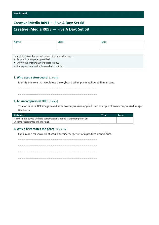 Page 1 of the Creative iMedia R093 — Five A Day - Set 68 preview