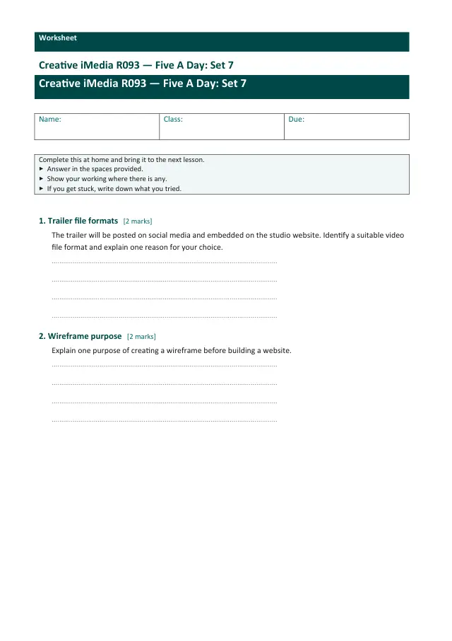 Page 1 of the Creative iMedia R093 — Five A Day - Set 7 preview