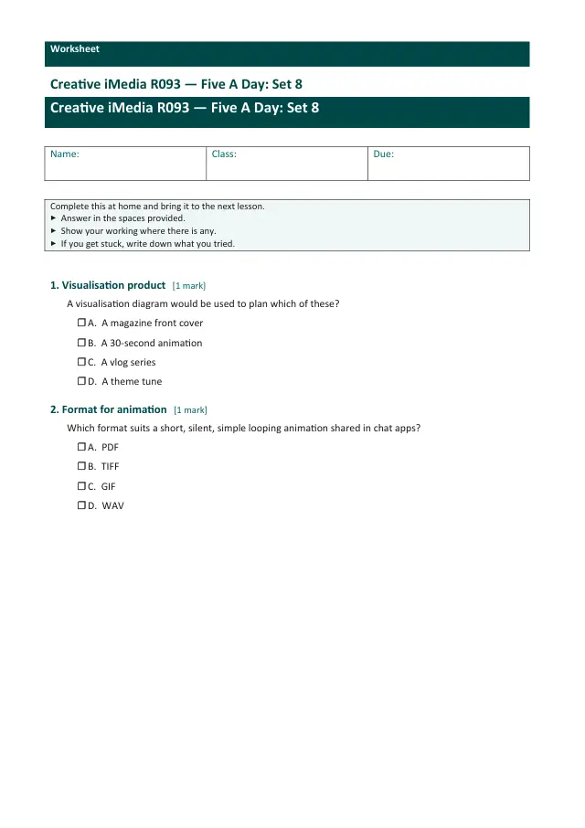 Page 1 of the Creative iMedia R093 — Five A Day - Set 8 preview