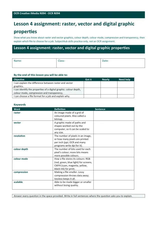 Page 1 of the Raster, vector and the properties of digital graphics preview