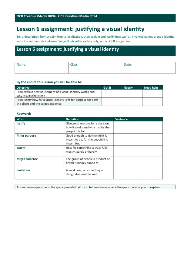 Page 1 of the Justifying a visual identity: how and why, for the client and the audience preview