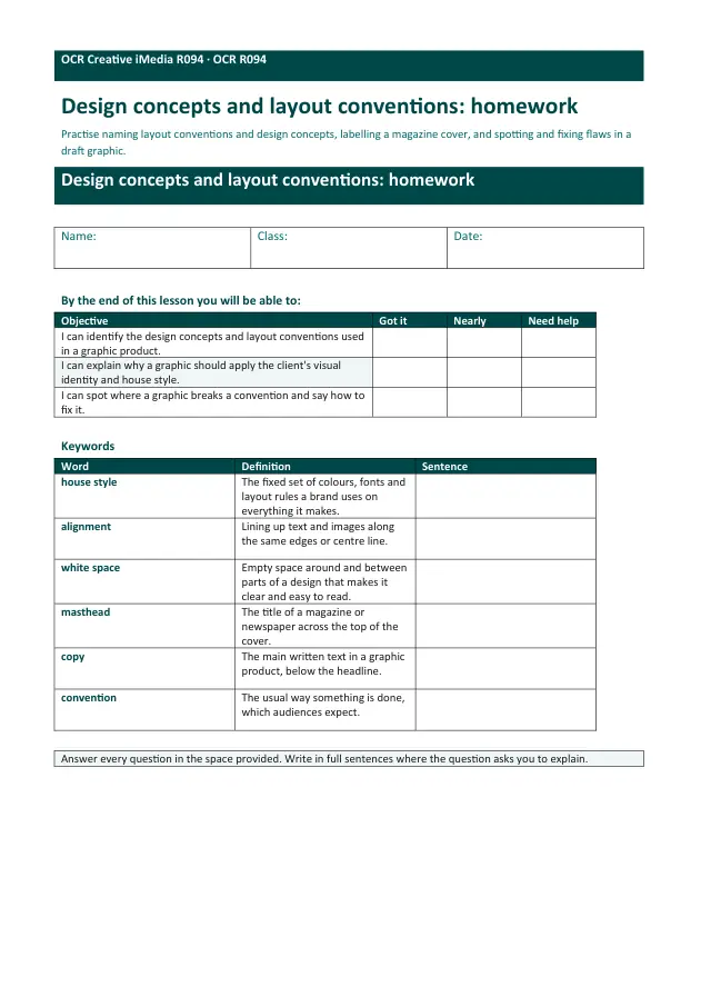 Page 1 of the Graphic design concepts and layout conventions preview