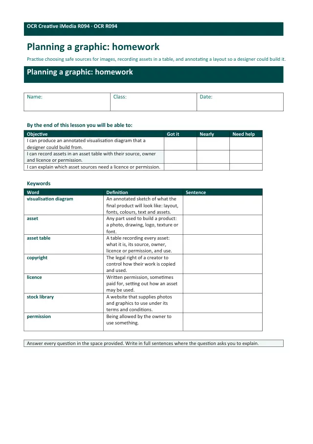 Page 1 of the Planning a graphic: visualisation diagrams and asset tables preview