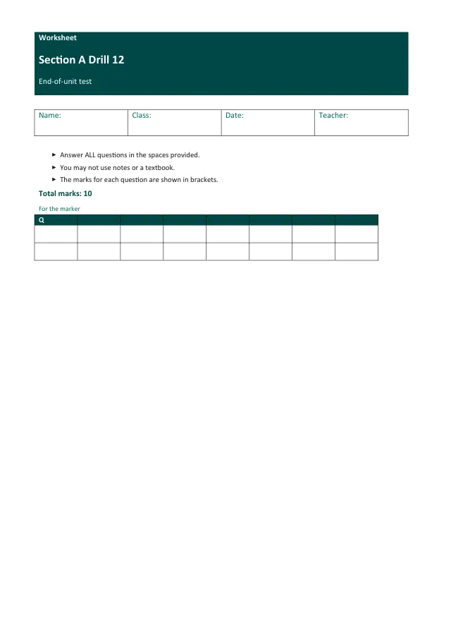 Page 1 of the Section A Drill 12 preview