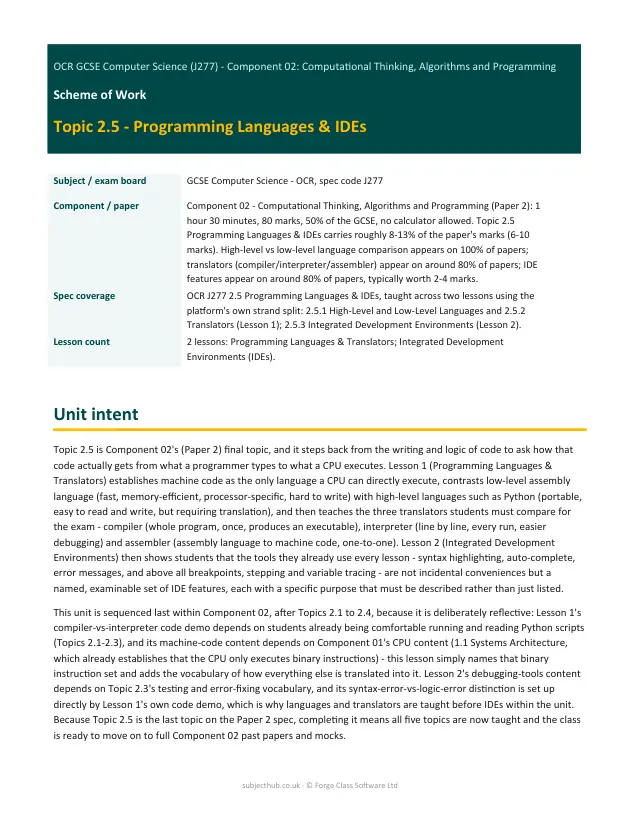 Page 1 of the Programming Languages and IDEs preview